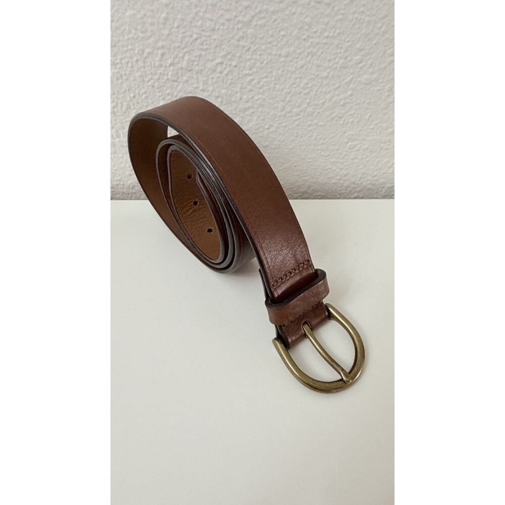 Madewell Women’s Brown Leather Belt Pecan Brass Buckle Small B3052 Adjustable - Picture 2 of 12